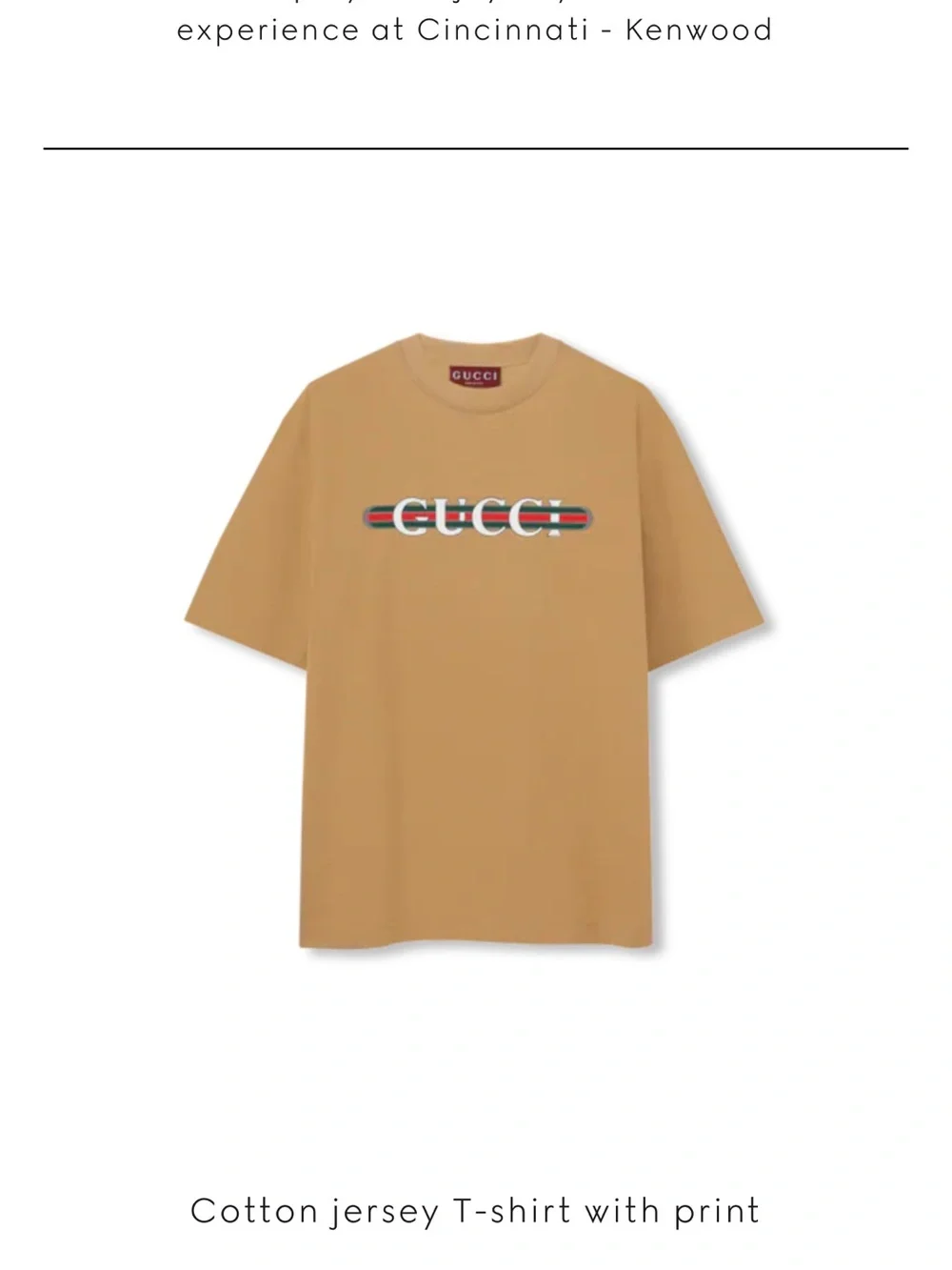 2XL Gucci Men’s Logo Cotton Tee in Tan